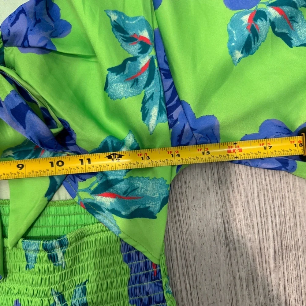 Free People Mini Dress Cassie Dress Lime Blue Size S Summer Dress - Picture 14 of 16